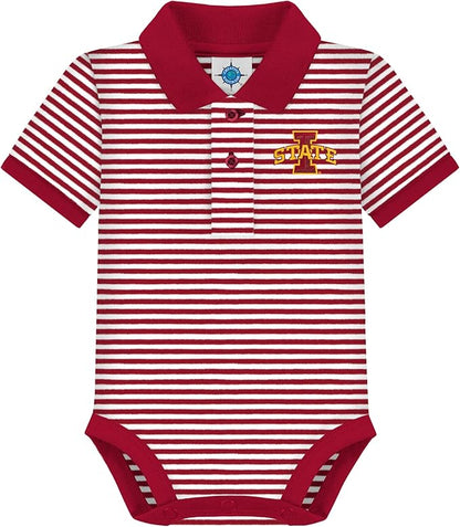 Creative Knitwear College Baby Striped Polo Bodysuit - Team Logo, Multiple Colors, for Boys & Girls (0-12 Months)