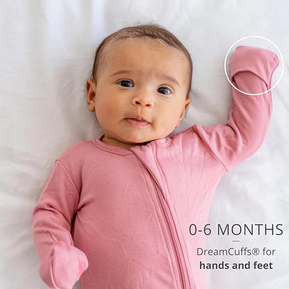 Dreamland Baby Bamboo Viscose Baby Pajamas (0-9 months). Ultra Soft Viscose Sleepers with 2-Way Zipper, Mitten & Foot Cuffs