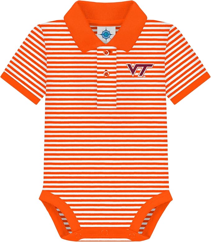 Creative Knitwear College Baby Striped Polo Bodysuit - Team Logo, Multiple Colors, for Boys & Girls (0-12 Months)