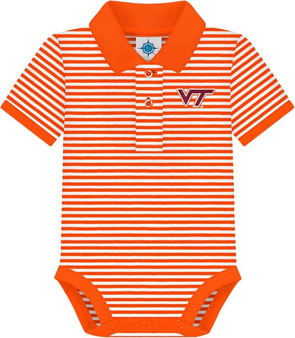 Creative Knitwear College Baby Striped Polo Bodysuit - Team Logo, Multiple Colors, for Boys & Girls (0-12 Months)