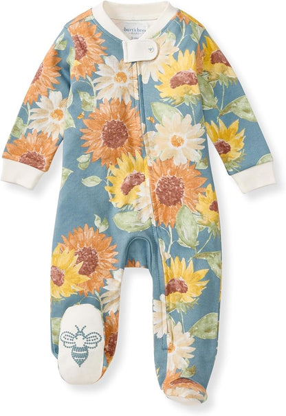 Burt's Bees Baby Girls' Organic Cotton Sleep and Play Footed Pajamas
