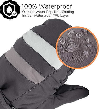 F Flammi Toddler Kids Snow Mittens with String Waterproof Ski Mittens Thinsulate Winter Gloves for Baby Girls Boys