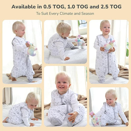 Mama Cheetah Toddler Sleep Sack with Feet 2T, 0.5 TOG Organic Cotton Baby Wearable Blankets with Legs, Baby Sleeping Bag for Walkers, Early Walker Medium