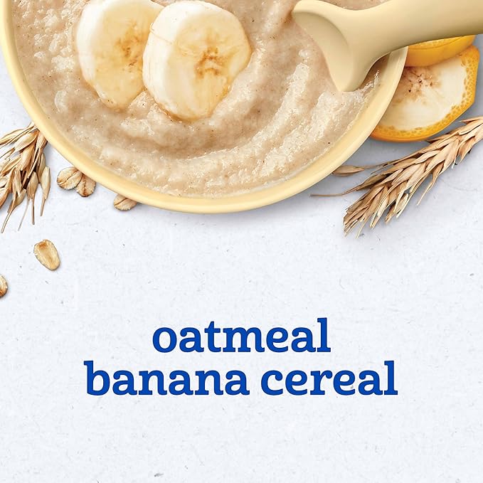 Gerber Stage 2 Baby Food, Oatmeal Banana Cereal, Probiotics Support Healthy Digestion, Baby Oatmeal Cereal