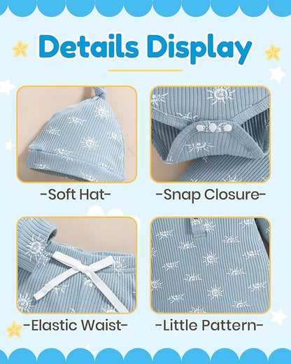 Baby Boy Swimsuit UPF 50+ Sun Protection Rash Guard Swimwear Zipper One Piece Toddler Boy Bathing Suit With Hat