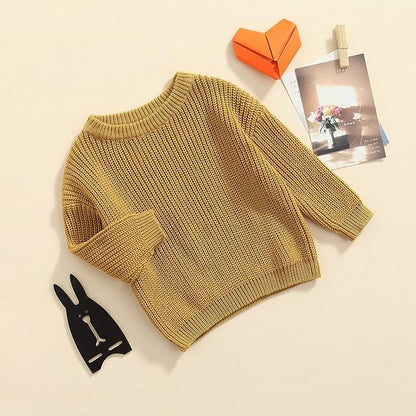 Newborn Baby Boy Girl Knit Sweater Long Sleeve Solid Winter Warm Sweatshirt Top Outfit Infant Toddler Fall Clothes