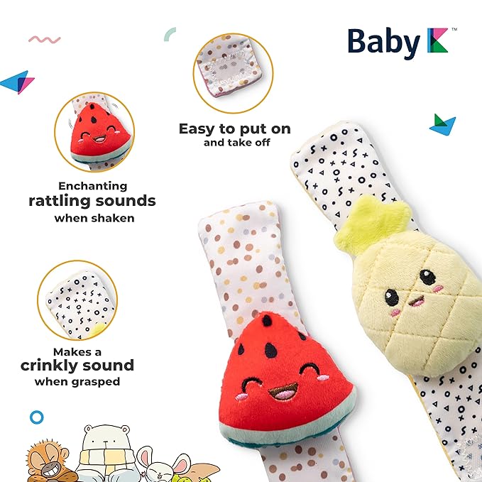 BABY K Baby Rattle Socks & Wrist Toys (Set C) - Newborn Toys for Baby Boy or Girl - Brain Development Infant Toys - Hand and Foot Rattles Suitable for 0-3, 3-6, 6-12 Months Babies