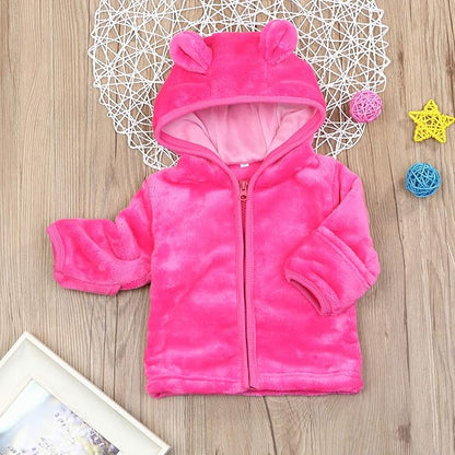 Noubeau Infant Baby Boys Girls Fleece Ears Hat with Lined Hooded Zipper Up Jacket Coat Tops Outwear Overcoat Warm Fall Winte