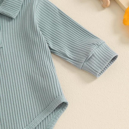 Newborn Baby Boy Girl Clothes Ribbed Knitted Long Sleeve Romper Pants Solid Cotton Infant Fall Winter Outfits 2Pcs