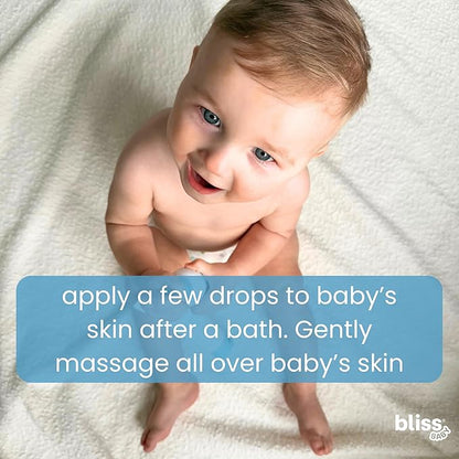 Bliss Baby Oil, All Natural, Premium & Unscented, Vegan - Made with Organic Avocado Oil, Coconut Oil, Dermatologist Tested, Soothing & Hydrating Baby Massage Oil, Travel Size 4 fl. Oz.