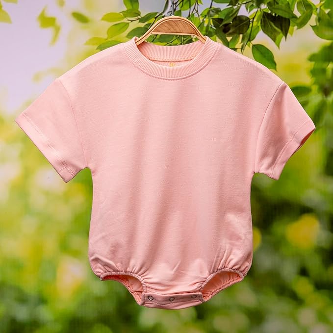 Baby Girl Romper Set 2-Pack Cotton Bodysuits, Long Sleeve & Short Plain Outfit, Newborn Infant Outfit for Girls