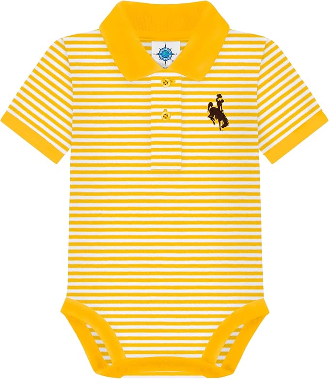 Creative Knitwear College Baby Striped Polo Bodysuit - Team Logo, Multiple Colors, for Boys & Girls (0-12 Months)