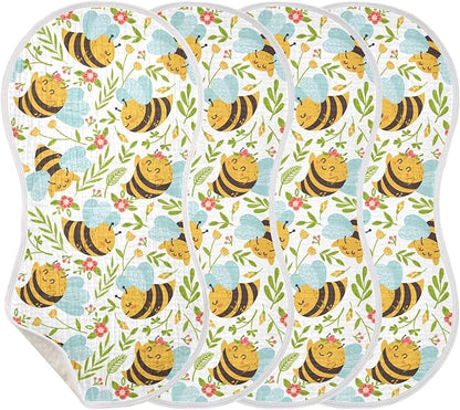 vvfelixl Muslin Burp Cloths Honey Bee Cute Bumble Bee Baby Washcloths for Baby Girl Boys 2 Pack