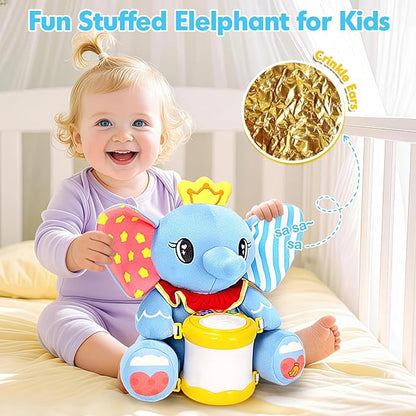 Baby Toys 6-12 Months, Elephant Musical Plush with Lights, ABCs, Animal Sounds, Numbers, Infant Early Learning Toy,Christmas Birthday Gifts for 6+ Month Boys &Girls