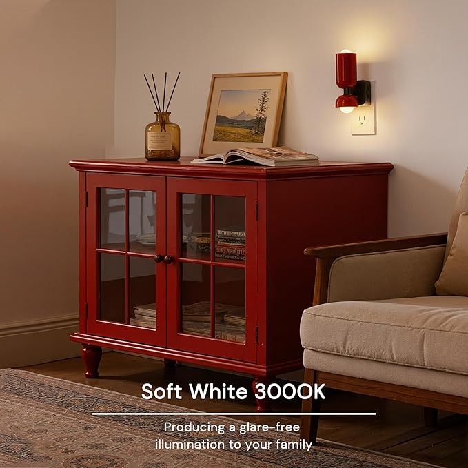 L LOHAS LED Night Light, Night Lights Plug into Wall, 0-100LM Bathroom Night Light, Dusk to Dawn Dimmable Nightlight, Modern Metal Red Nightlight for Bedroom,Mirror Restroom[2 Pack]