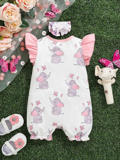 Newborn Baby Girl Clothes Infant Floral Print One-Piece Romper+Jumpsuit+Bodysuit+Hat+Headband