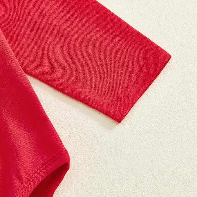 GOOCHEER Newborn Baby Girl Valentine’s Day Outfit Bear Hearts Print Ruffle Long Sleeve Romper Long Pants Headband Set