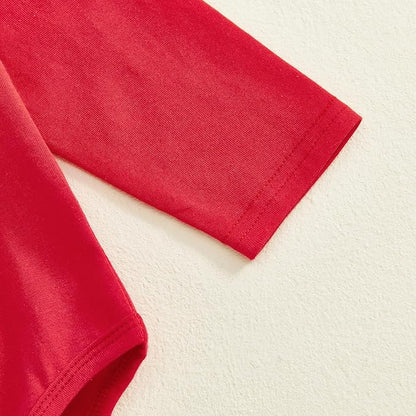 GOOCHEER Newborn Baby Girl Valentine’s Day Outfit Bear Hearts Print Ruffle Long Sleeve Romper Long Pants Headband Set