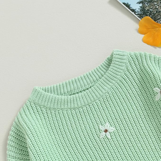 Mubineo Baby Girl Winter Clothes Cute Flower Sweater Crewneck Pullover Long Sleeve Knit Newborn Infant Sweaters
