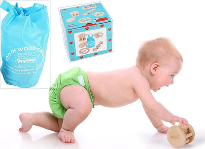 TOWO Wooden Rattles Maracas Baby Toys 6 Months-Organic Eco Toys for Infant Grasping Teething Natural Tether Musical Instrument Shaker Sensory Brain Development Newborn Birth Gift for Boys Girls