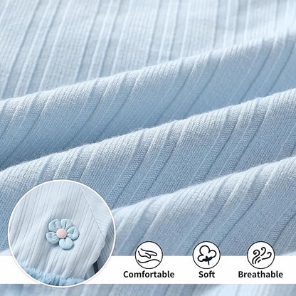 YOUNGER TREE Newborn Baby Girl Romper Dress Outfits Long Sleeve Floral Tutu Bodysuit with Leggings Hat Infant Fall Clothes