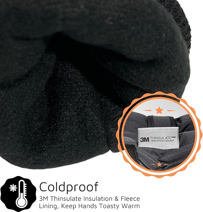 F Flammi Toddler Kids Snow Mittens with String Waterproof Ski Mittens Thinsulate Winter Gloves for Baby Girls Boys