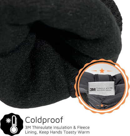 F Flammi Toddler Kids Snow Mittens with String Waterproof Ski Mittens Thinsulate Winter Gloves for Baby Girls Boys