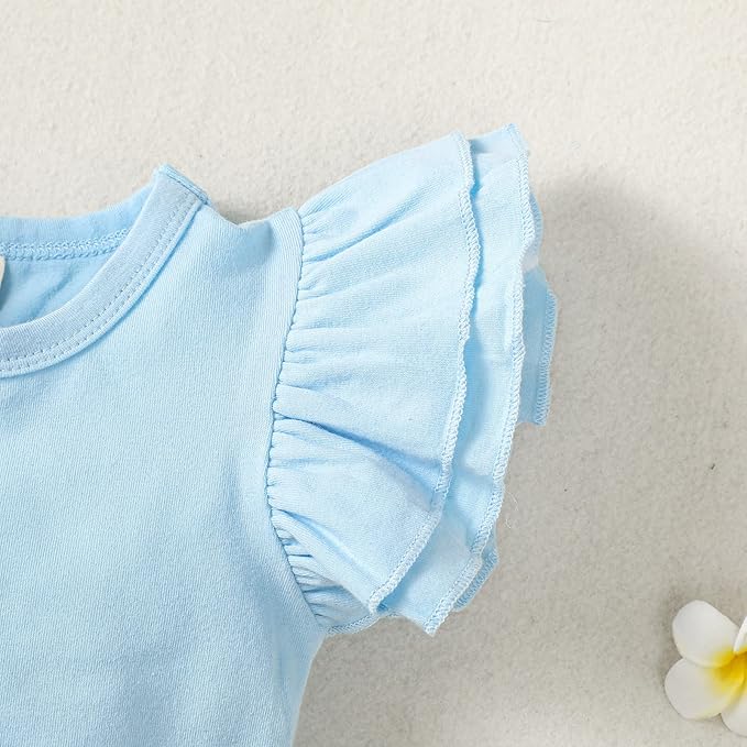 Baby Girl Solid Color Romper Infant Ruffle Sleeve Bodysuit One Piece Outfit Toddler Jumpsuit clothes