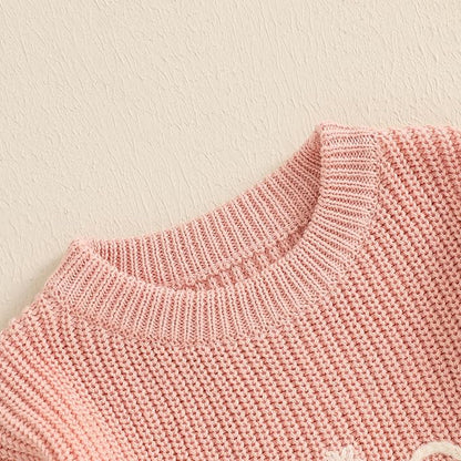 Mommy and Me Sweater Matching Family Outfit Long Sleeve Knit Sweater Pullover Mom and Baby Clothes