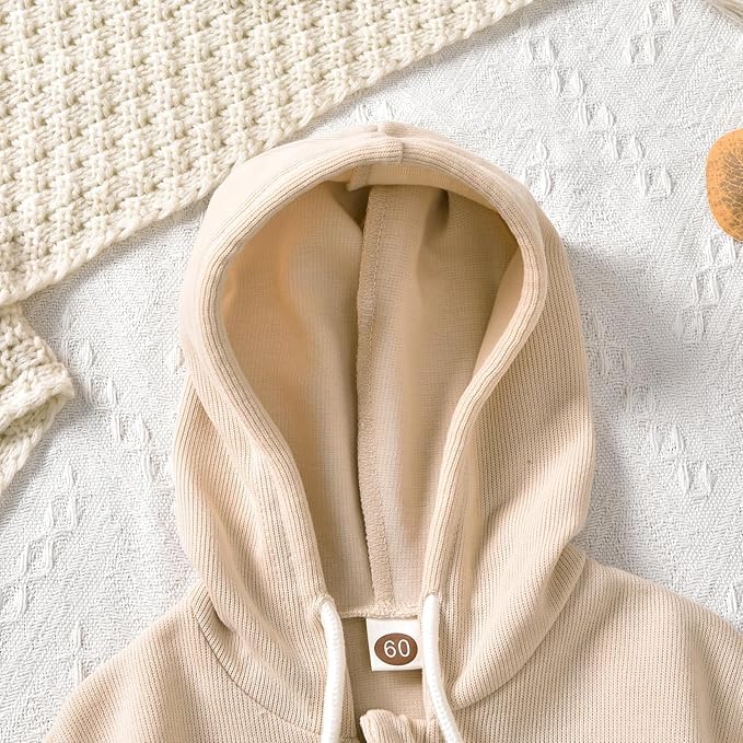 Unutiylo Unisex Baby Boys Girls Long Sleeve Infant Baby Zipper Hooded Jumpsuits Romper Loose Outfit Clothes