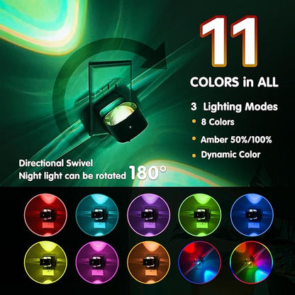 L LOHAS LED Night Light Projector, Color Changing Night Light Plug into Wall, Dusk to Dawn Sensor, Rotating Nightlight, RGB Ambient Lighting for Bathroom, Gaming Room, Gifts,1 Pack