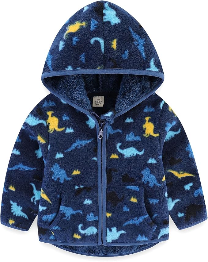 Feidoog Toddler Fleece Jacket Baby Boys Girls Hooded Zipper Long Sleeve Thick Warm Outerwear