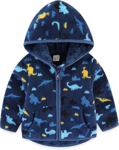 Feidoog Toddler Fleece Jacket Baby Boys Girls Hooded Zipper Long Sleeve Thick Warm Outerwear