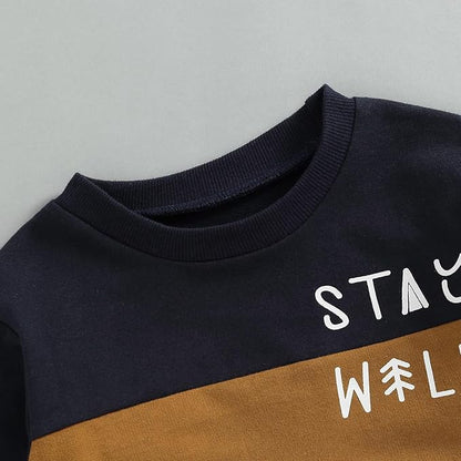 Murnouche Toddler Baby Boy Fall Winter Outfits Letter Crewneck Sweatshirt Casual Pants 2Pcs Clothes Set