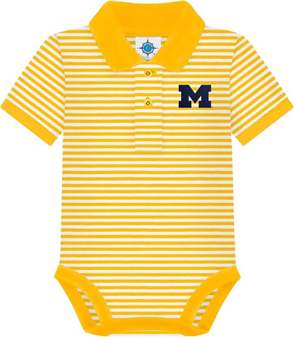 Creative Knitwear College Baby Striped Polo Bodysuit - Team Logo, Multiple Colors, for Boys & Girls (0-12 Months)