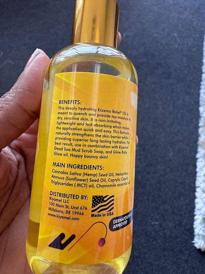 KIYAMEL Moisturizing Eczema Relief Essential Baby Oil with Hemp Seed Oil for Dry Itchy Skin Soothing Moisturizer with Vitamin E and Chamomile Revitalizing Hydration for Babies