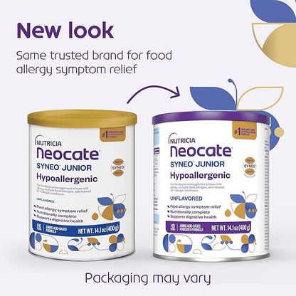 Nutricia Neocate Syneo Junior - Hypoallergenic, Dairy-free, Amino Acid-Based Formula for 1+ Years - For Toddlers, Kids & Teens - Powdered Formula - Syneo Junior - 14.1 oz can (Case of 1)