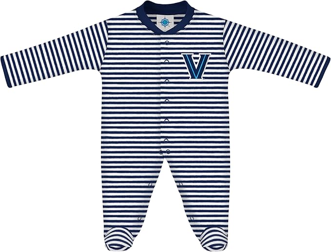 Creative Knitwear College Baby Striped Footed Romper - Team Logo, Multiple Colors, for Boys & Girls (0-9 Months)