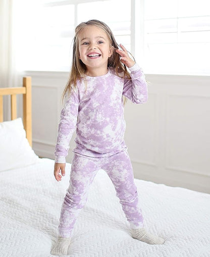 VAENAIT BABY 12M-12Y Toddler Kids Boys Girls 100% Cotton Marbling Tiedye Sung Fit Sleepwear Pajamas 2pcs Pjs Set