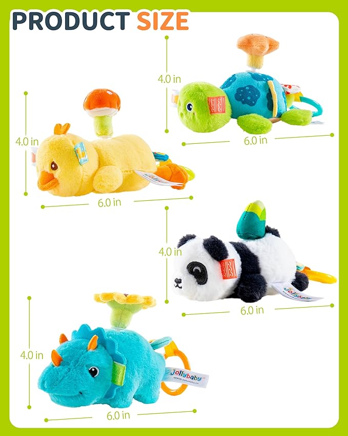 Jollybaby Baby Rattles & Soft Plush Hanging Toy for Stroller Crib car seat and Play Gym, Sensory Developmental Vibrating Toys for Newborn, Baby Christmas Stocking/Socks Stuffers Gifts - Panda