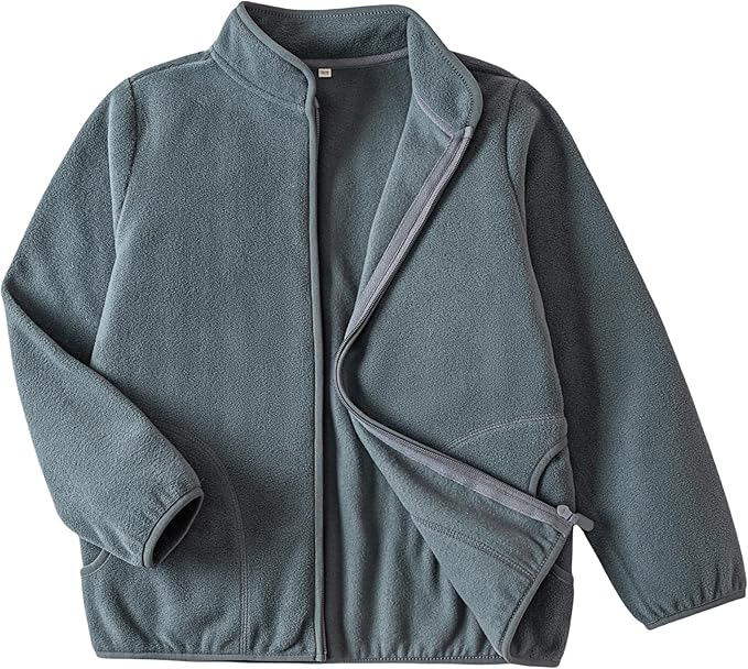 Toddler Fleece Jacket Kids Lightweight Outerwear Boys Girls Long Sleeve Fall Spring Coat 2-12 Years