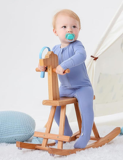 JunNeng Viscose from Bamboo Baby Sleeper,Newborn Footie Pajamas with 2 Way Zipper & Fold Over Mittens,0-12M