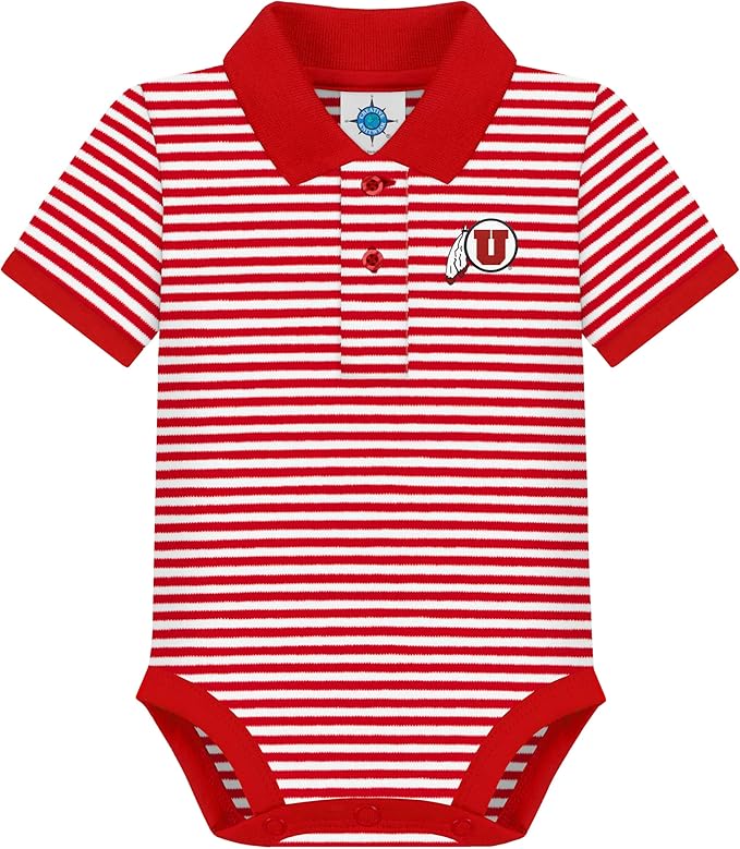 Creative Knitwear College Baby Striped Polo Bodysuit - Team Logo, Multiple Colors, for Boys & Girls (0-12 Months)
