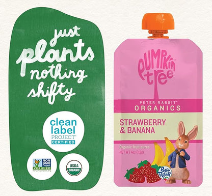 Pumpkin Tree Peter Rabbit Organics Strawberry and Banana Pure Fruit Snack, 4 Ounce (Pack of 36)
