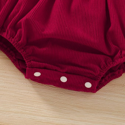 Tiny Cutey Newborn Baby Girl Clothes Bell Sleeve Romper and Corduroy Overalls Shorts Infant Girl Fall Outfits