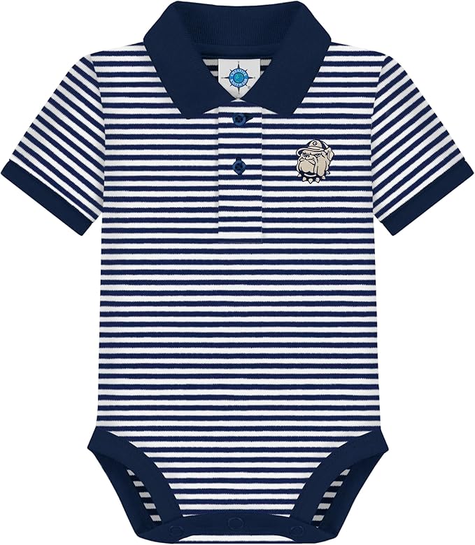 Creative Knitwear College Baby Striped Polo Bodysuit - Team Logo, Multiple Colors, for Boys & Girls (0-12 Months)
