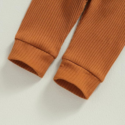 Newborn Baby Boy Girl Clothes Ribbed Knitted Long Sleeve Romper Pants Solid Cotton Infant Fall Winter Outfits 2Pcs