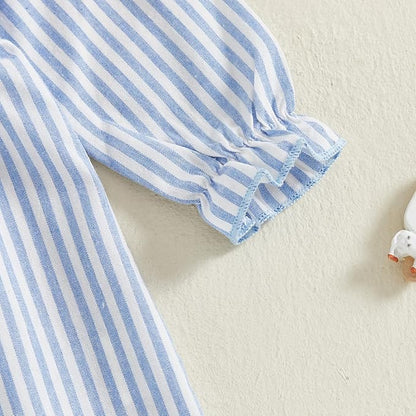 Newborn Infant Smocked Baby Girl Clothes Plaid Bubble Romper Long Leg Bodysuit Bow One-Piece Jumpsuit