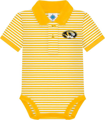 Creative Knitwear College Baby Striped Polo Bodysuit - Team Logo, Multiple Colors, for Boys & Girls (0-12 Months)