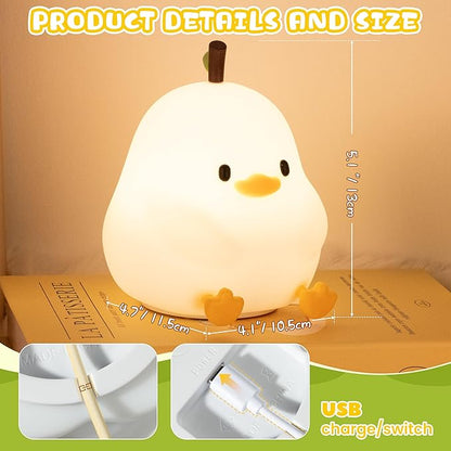Night Light for Kids, Rechargeable Dimmable Silicone LED Nightlight with 7 Colors, Baby Nursery Night Lamp, Touch Squishy Lamp, Cute Gifts for Girls, Boys, Toddler Room Decor, White Duck